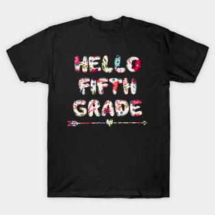 Floral Hello Fifth 5th grade team teacher student T-Shirt